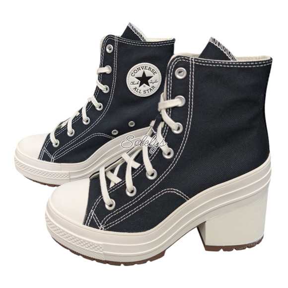 Converse Chuck 70 De Luxe Heel Platform Black Egret Sneaker Boot Womens 7.5 NEW - Picture 4 of 10